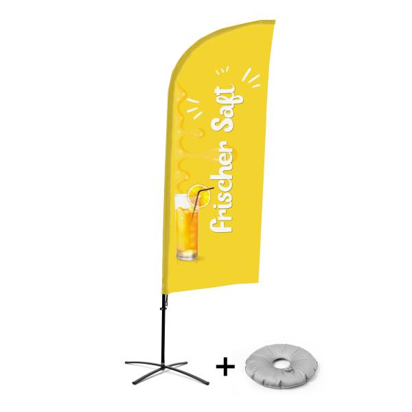 Beachflag Alu Wind Komplett-Set Frischer Saft Deutsch Kreuzständer