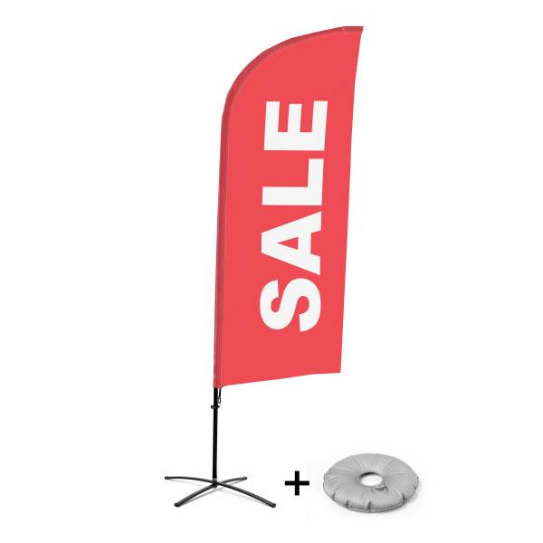 Beachflag Alu Wind Komplett-Set Sale Rot Englisch Kreuzständer