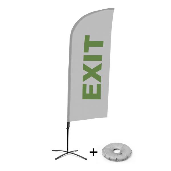 Beachflag Alu Wind Komplett-Set Exit Grau Englisch Kreuzständer