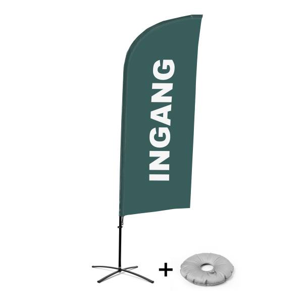 Beachflag Alu Wind Komplett-Set Eingang Grau Niederländisch Kreuzständer