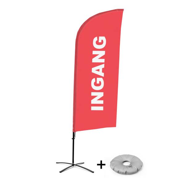 Beachflag Alu Wind Komplett-Set Eingang Rot Niederländisch Kreuzständer