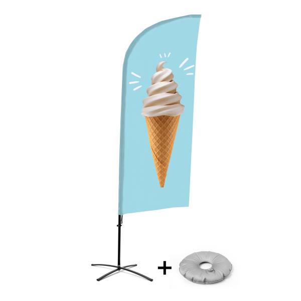 Beachflag Alu Wind Komplett-Set Eis Kreuzständer