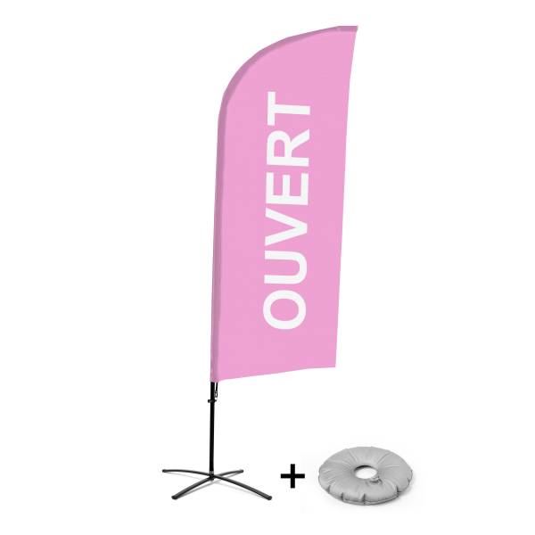 Beachflag Alu Wind Komplett-Set Geöffnet Pink Französisch Kreuzständer