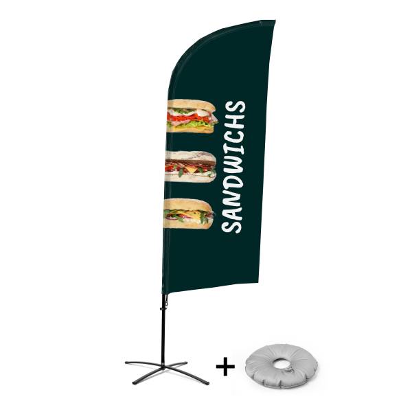 Beachflag Alu Wind Komplett-Set Sandwiches Französisch Kreuzständer