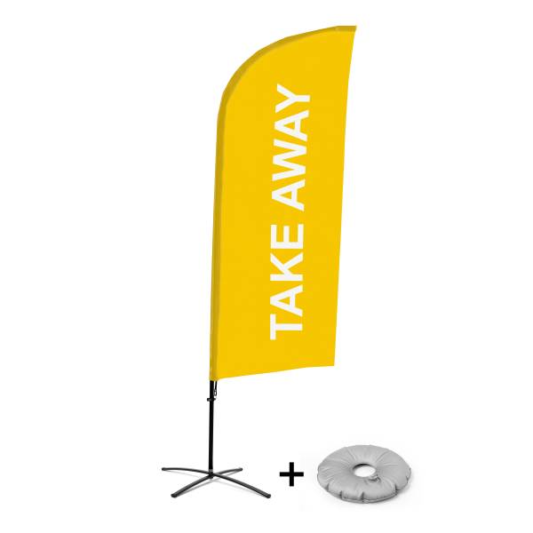 Beachflag Alu Wind Komplett-Set Take Away Gelb Kreuzständer