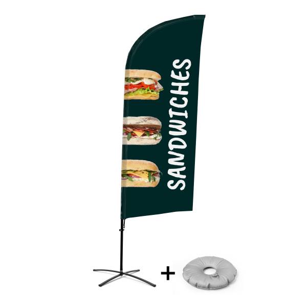 Beachflag Alu Wind Komplett-Set Sandwiches Englisch Kreuzständer