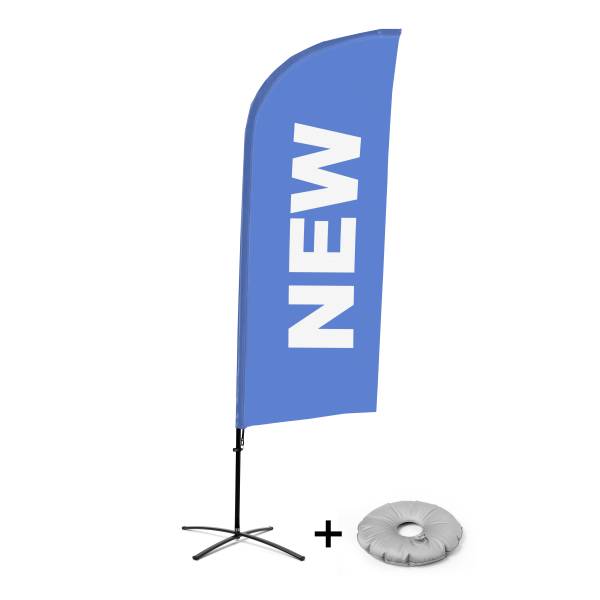 Beachflag Alu Wind Komplett-Set Neu Blau Englisch Kreuzständer