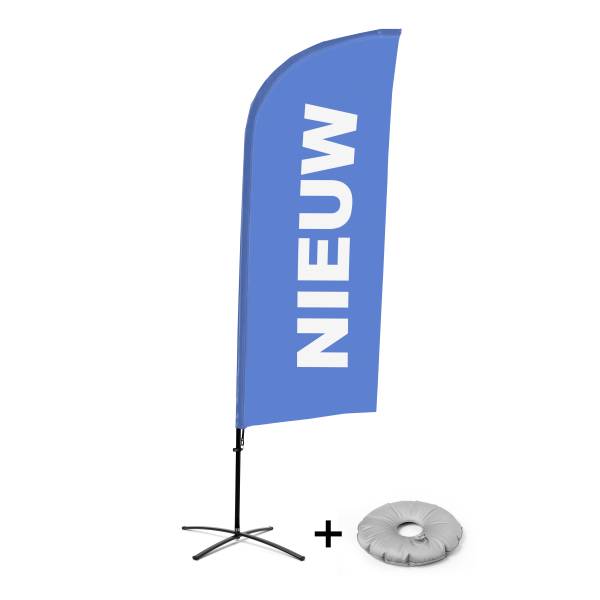 Beachflag Alu Wind Komplett-Set Neu Blau Niederländisch Kreuzständer