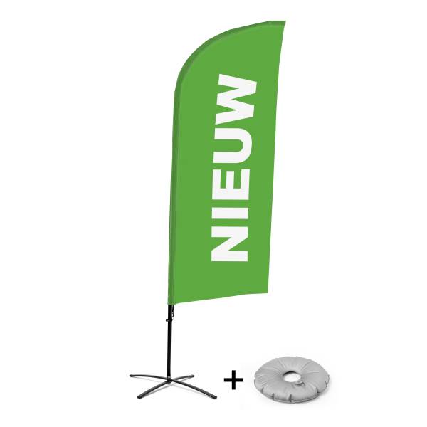 Beachflag Alu Wind Komplett-Set Neu Grün Niederländisch Kreuzständer