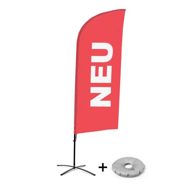 Beachflag Alu Wind Komplett-Set Neu Rot Deutsch Kreuzständer