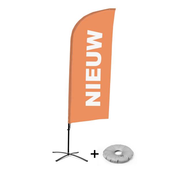 Beachflag Alu Wind Komplett-Set Neu Orange Niederländisch Kreuzständer