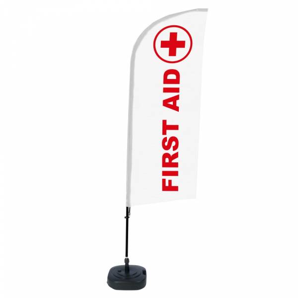 Beachflag Alu Wind Komplett-Set Erste Hilfe Englisch ECO