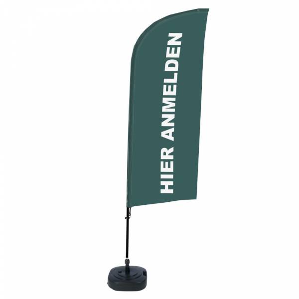 Beachflag Alu Wind Komplett-Set Hier Anmelden Grau Deutsch ECO