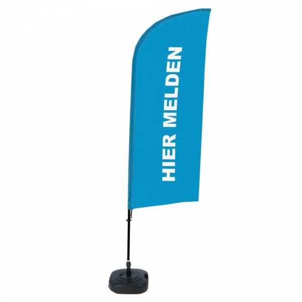 Beachflag Alu Wind Komplett-Set Hier Anmelden Blau Niederländisch ECO