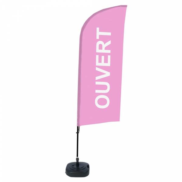 Beachflag Alu Wind Komplett-Set Geöffnet Pink Französisch ECO