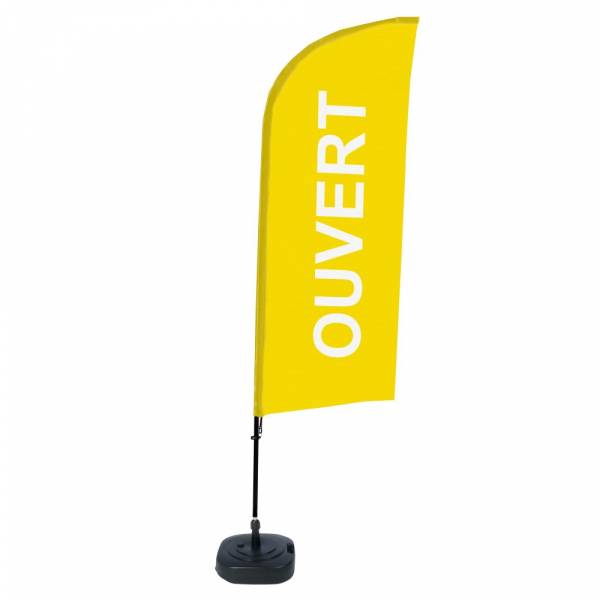 Beachflag Alu Wind Komplett-Set Geöffnet Gelb Französisch