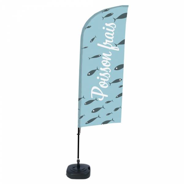 Beachflag Alu Wind Komplett-Set Frischer Fisch Französisch