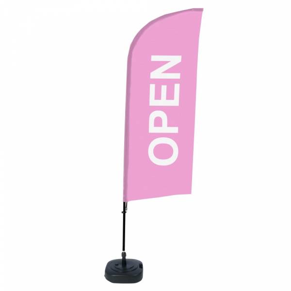 Beachflag Alu Wind Komplett-Set Geöffnet Pink Englisch ECO