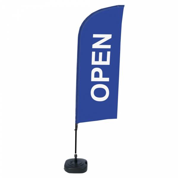 Beachflag Alu Wind Komplett-Set Geöffnet Blau Englisch ECO