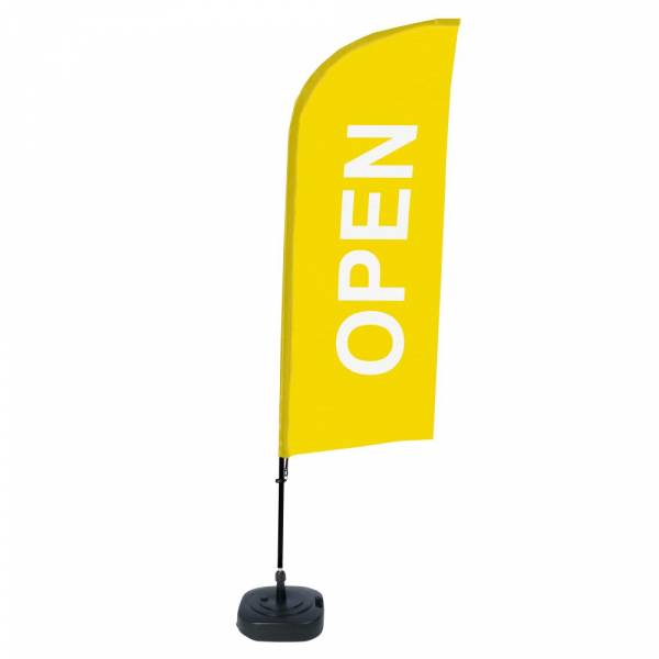 Beachflag Alu Wind Komplett-Set Geöffnet Gelb Englisch ECO
