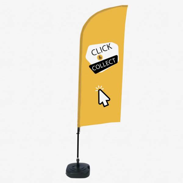 Beachflag Alu Wind Komplett-Set Click & Collect Gelb Englisch ECO