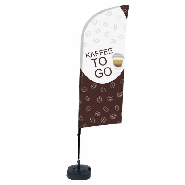 Beachflag Alu Wind Komplett-Set Kaffee To Go Deutsch