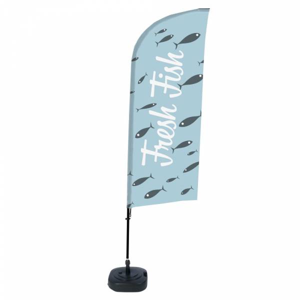 Beachflag Alu Wind Komplett-Set Frischer Fisch Englisch