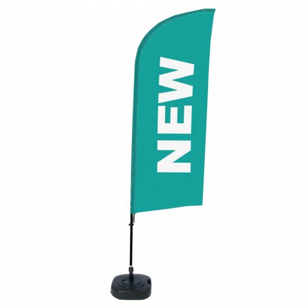 Beachflag Alu Wind Komplett-Set Neu Türkis Englisch ECO