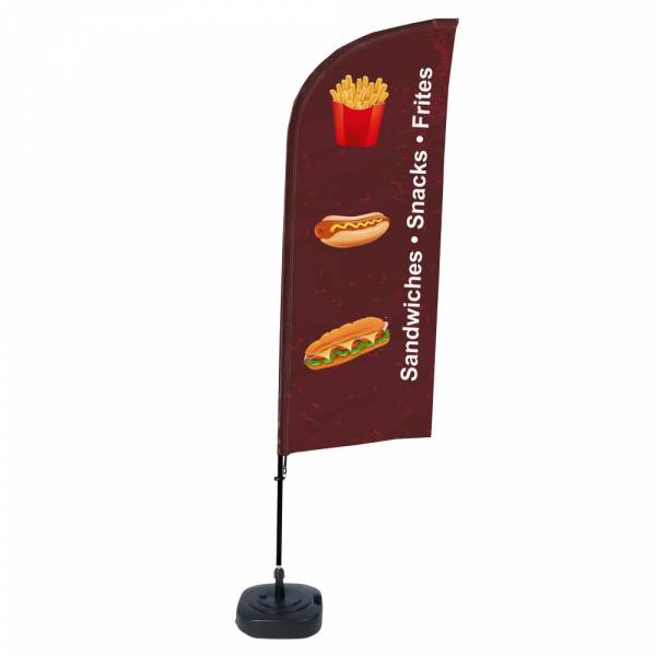 Beachflag Alu Wind Komplett-Set Snacks Englisch ECO