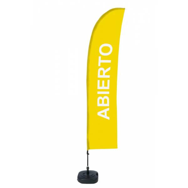 Beach Flag Budget Wind Complete Set Open Yellow Spanish ECO