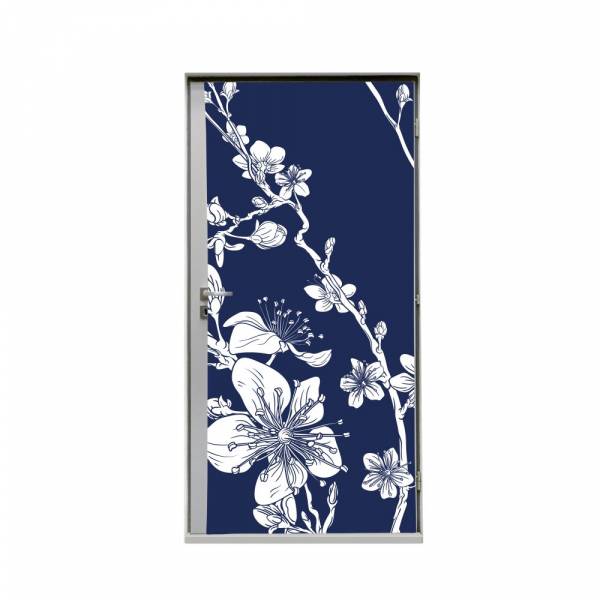 Türtapete 80 cm Japanische Kirschblüte Blau