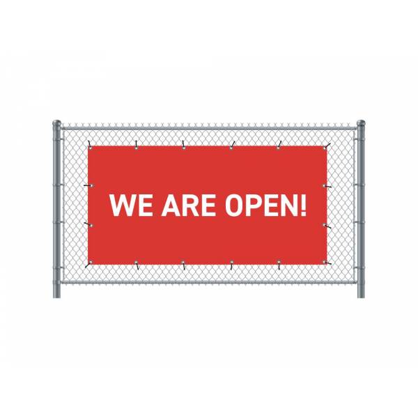 Zaun-Banner 200 x 100 cm Geöffnet Englisch Rot