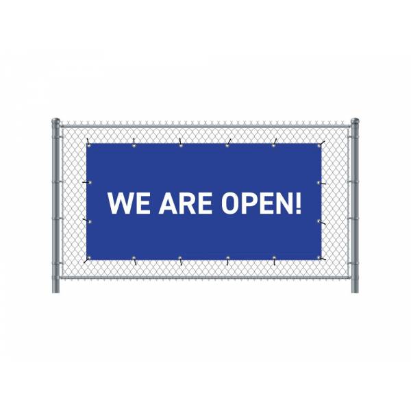 Zaun-Banner 200 x 100 cm Geöffnet Englisch Blau
