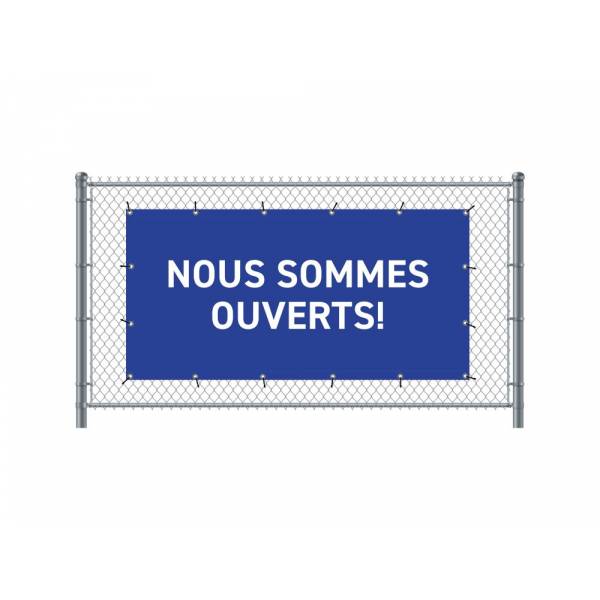 Zaun-Banner 200 x 100 cm Geöffnet Französisch Blau