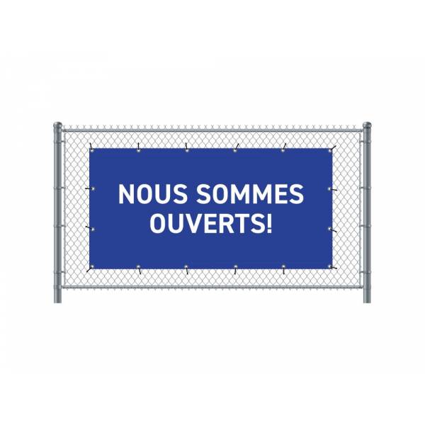 Zaun-Banner 200 x 100 cm Geöffnet Französisch Blau