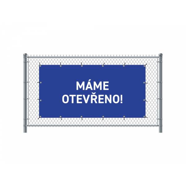 Zaun-Banner 200 x 100 cm Geöffnet Tschechisch Blau