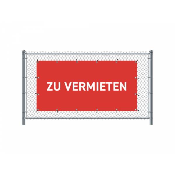 Zaun-Banner 200 x 100 cm Zu Vermieten Deutsch Rot