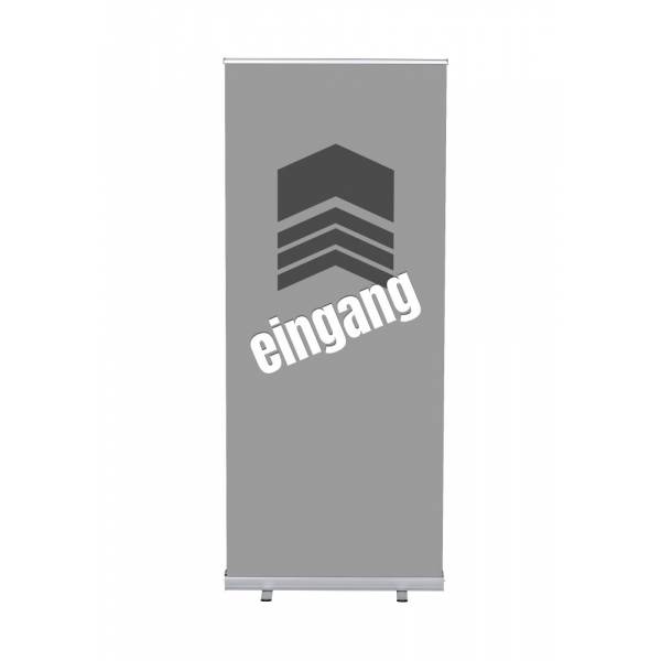 Roll-Banner Budget 85 Komplettset Eingang Grau Deutsch