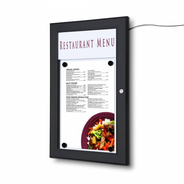 A4 Lockable LED Menu Case Logo Panel RAL 9005