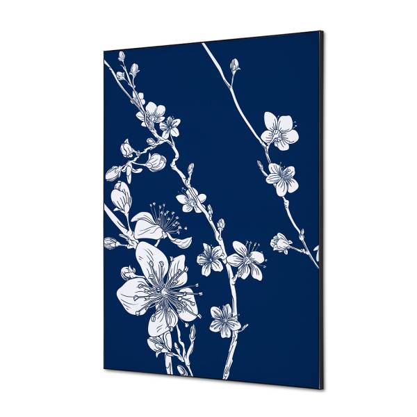 Spannstoff Wanddekoration SET A1 Japanische Kirschblüte Blau