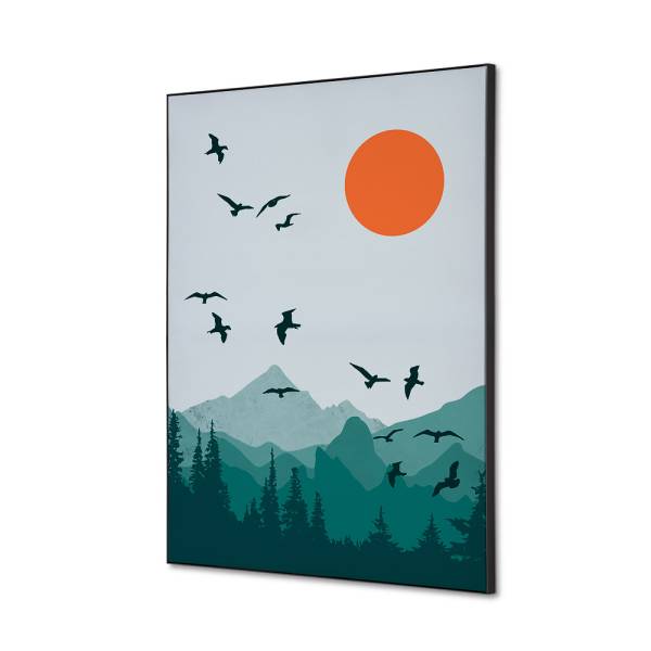 Spannstoff Wanddekoration SET A2 Sonne und Vögel