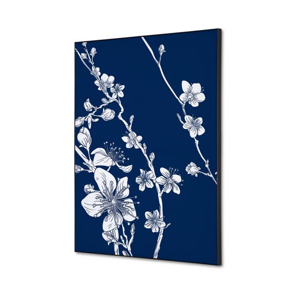 Spannstoff Wanddekoration SET A2 Japanische Kirschblüte Blau