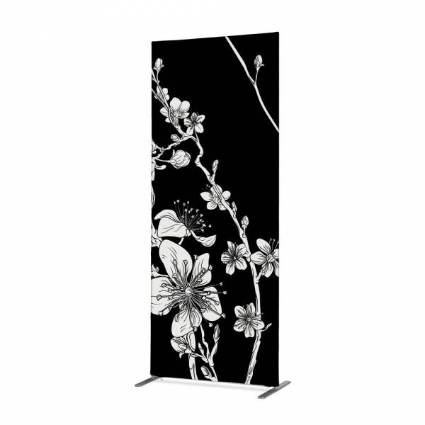 Textil Raumteiler Deko 85-200 Doppel Abstrakte Japanische Kirschblüte Schwarz